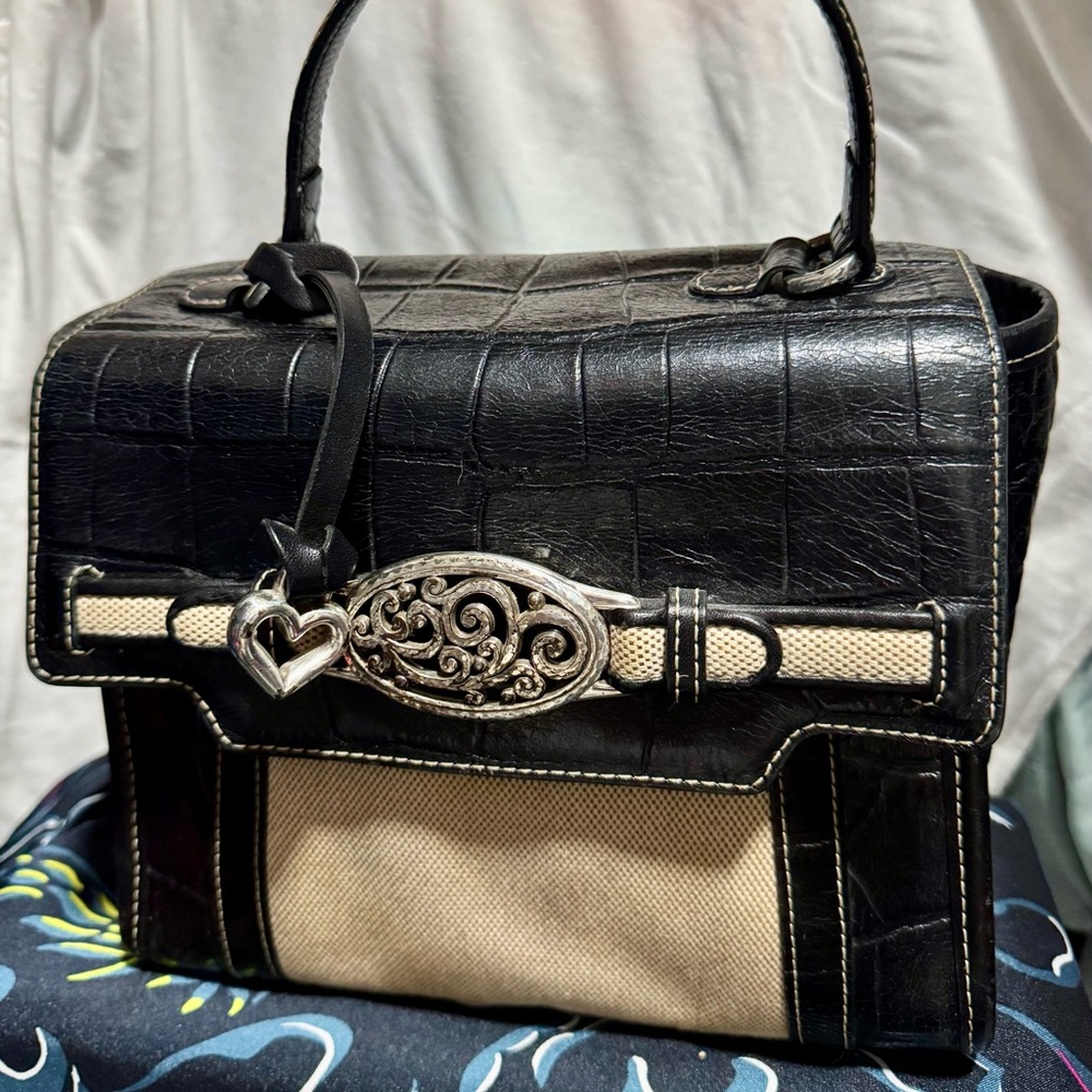 Elegant Black and Beige Handbag - rehab